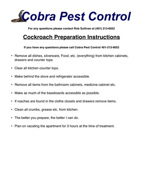 how to prepare for cockroach extermination